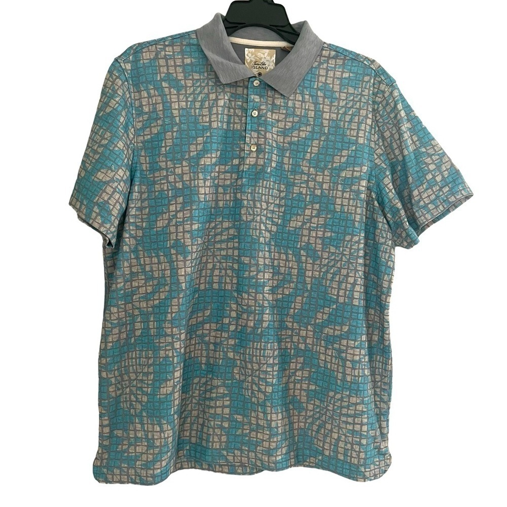 Tasso Elba Island Men's Sz XXL Sun Protection Tropical Print Hawaiian Polo Shirt
